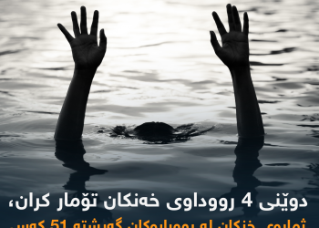 دوێنی 4 رووداوی خەنكان تۆمار كران، ژمارەی خنكان لە رووبارەكان گەیشتە 51 كەس.