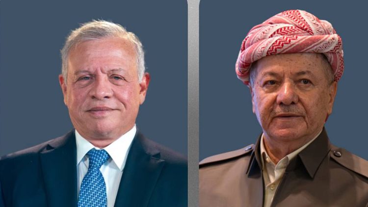 سەرۆک بارزانی و شا عەبدولڵای پاشای ئوردن پێشهاتەکانی ناوچەکەیان تاوتوێ کرد